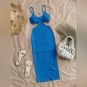 Elegant Blue Cut-Out Dress